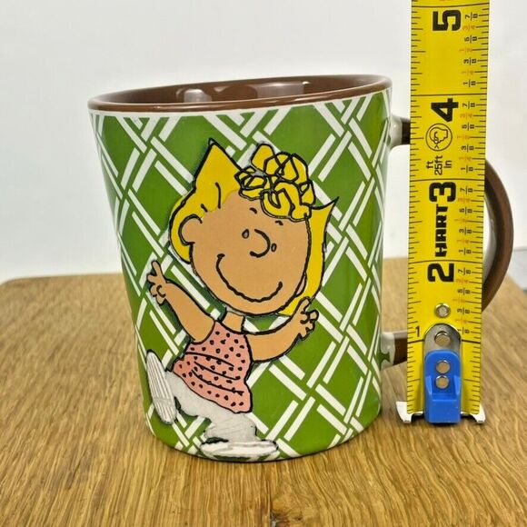 Peanuts Charlie Brown Green Plaid Sally Coffee Mug Schultz Cartoon Collectible - Picture 8 of 8